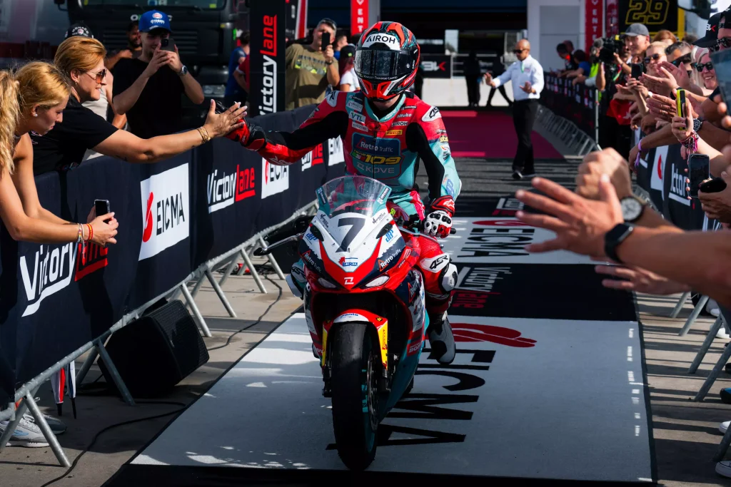 KOVE 450rr Rider Celebrating Victory Lane