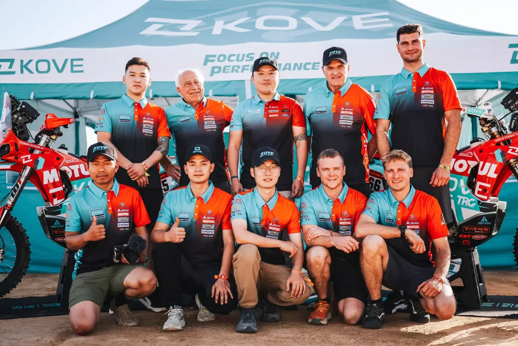 KOVE Rally Factory Team group photo at 2026 Dakar Rally